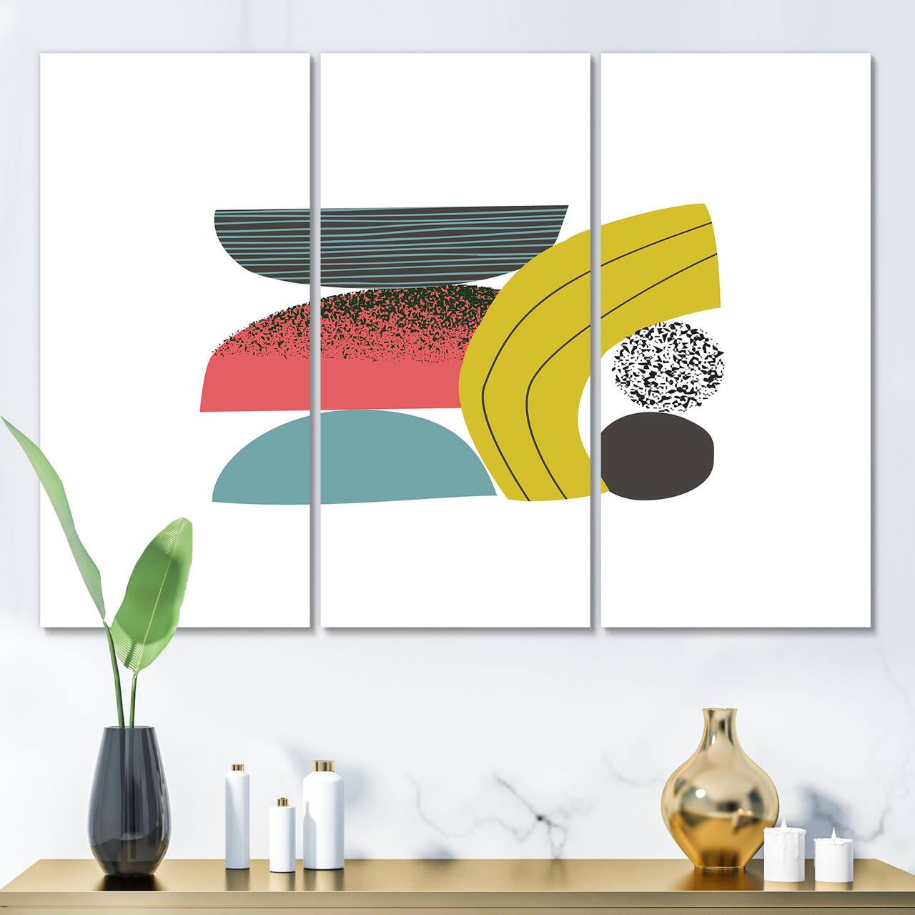Designart - Colorful Geometric Abstract Art Collage II - Modern Canvas Wall Art Print